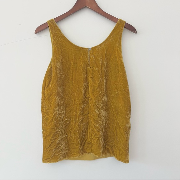 J. Crew Crushed Velvet Yellow Gold Loose Scoop Neck Tank Top Blouse 4 - Picture 6 of 8